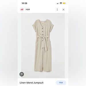 H&M linen button down jumpsuit
